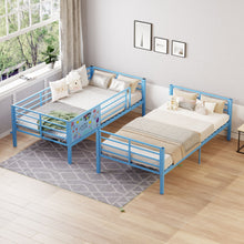 Load image into Gallery viewer, Bunk Bed, Convertible To 2 Separate Twin Size Beds &amp; Full Length Guardrail &amp; Ladder, No Box Spring Needed - Blue
