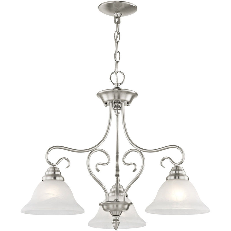 21" Three Light Dimmable Chandelier With Shades - Nickel