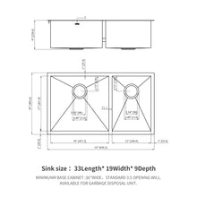 Load image into Gallery viewer, Modern Double Bowl Undermount Sink Design With 10" Deep Basins
