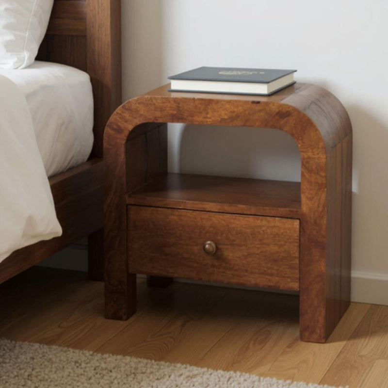 18" Solid Wood Two Drawer Nightstand - Brown