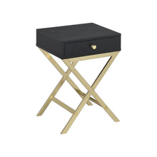 Load image into Gallery viewer, Solid Wood End Table With Drawer - Gold And Black
