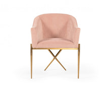 Load image into Gallery viewer, Velvet And Gold Solid Color Arm Chair - Pink

