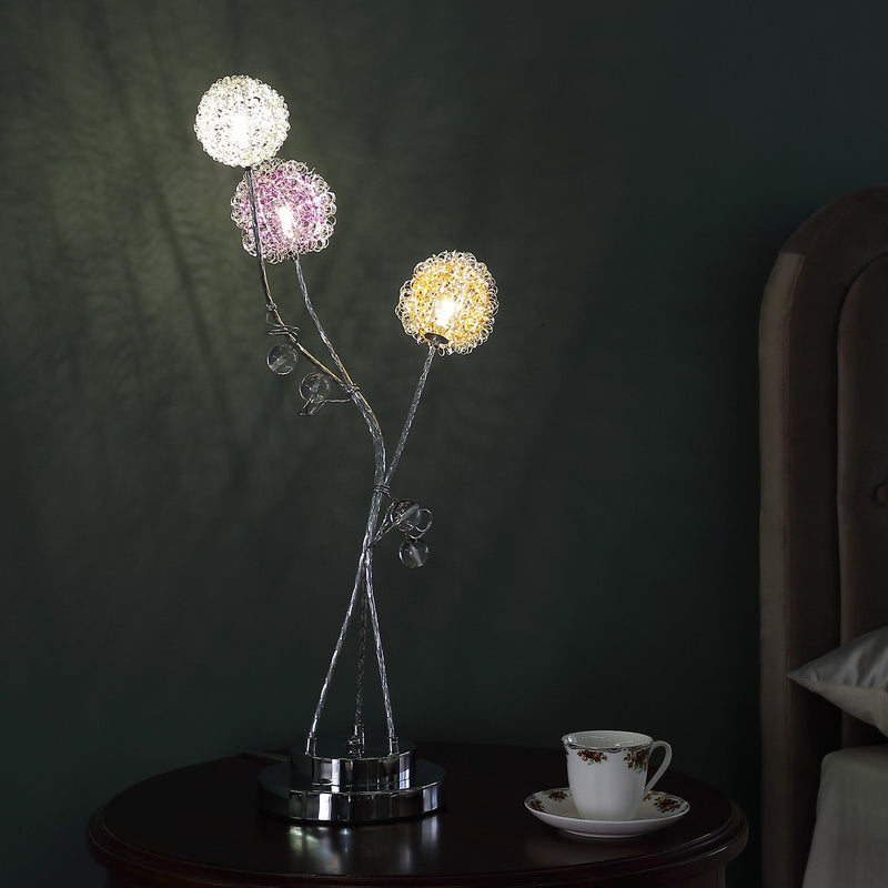 Three Light Bedside LED Table Lamp - Silver