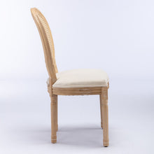 Load image into Gallery viewer, French Style Solid Wood Frame Antique Painting Fabric Rattan Back Dining Chair (Set of 2)
