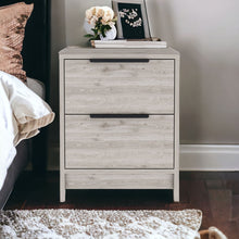 Load image into Gallery viewer, 16.1" x 14.2" x 18.8" Two Drawer Faux Wood Nightstand - Gray
