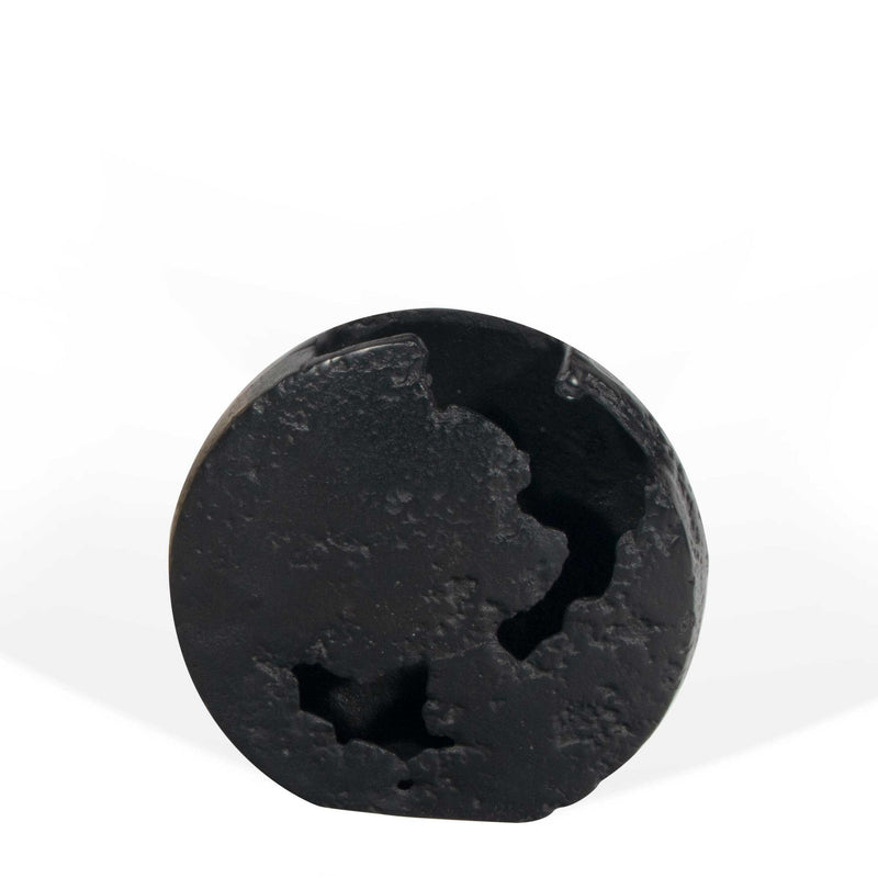 Hammered Round Table Vase - Black