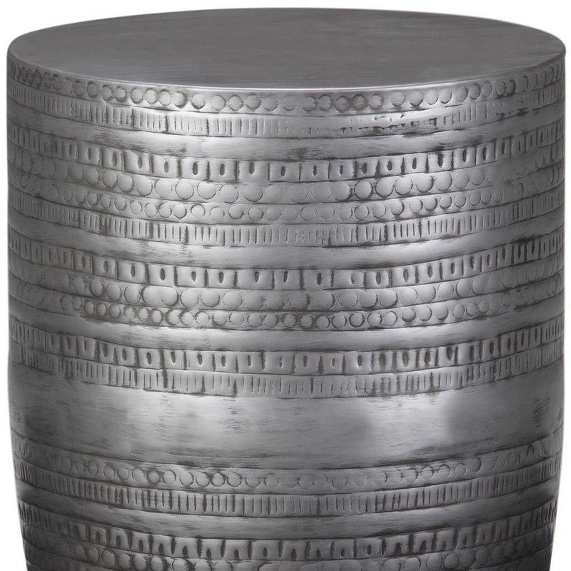 Bohemian Metal Round End Table - Silver