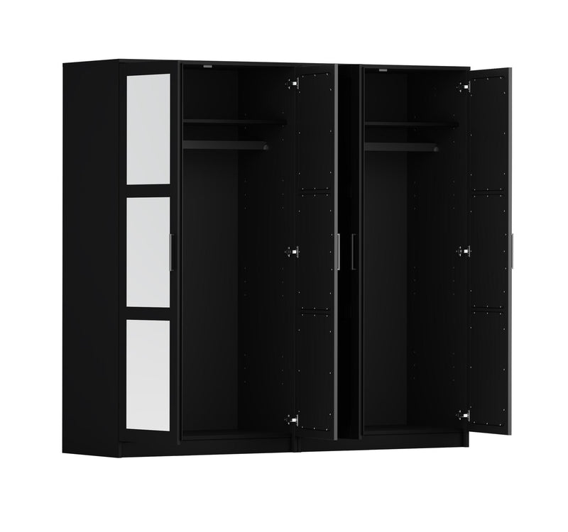 Solid Wood Mirrored Four Door Combo Dresser (765113) - Black