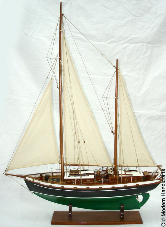 Hand Painted Model Boat (624683) - Beige / Dark Brown