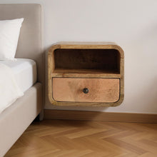 Load image into Gallery viewer, 12" Solid Wood One Drawer Floating Nightstand - Oak
