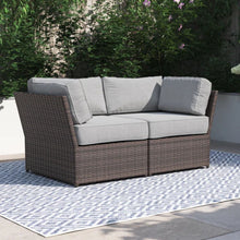 Load image into Gallery viewer, Outdoor Wicker Loveseat With Cushions Patio Seating Wicker - Brown
