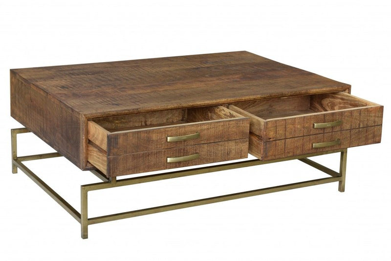 Storage Coffee Table - Brown And Gold