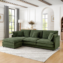 Load image into Gallery viewer, L-Shaped Sectional Sofa With Ottoman, Convertible 4 Seater Couch
