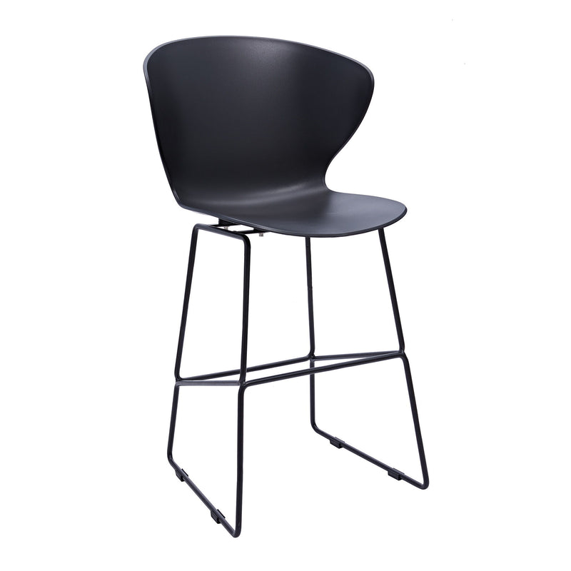Metal Low Back Bar Height Bar Chairs (Set of 2) - Black