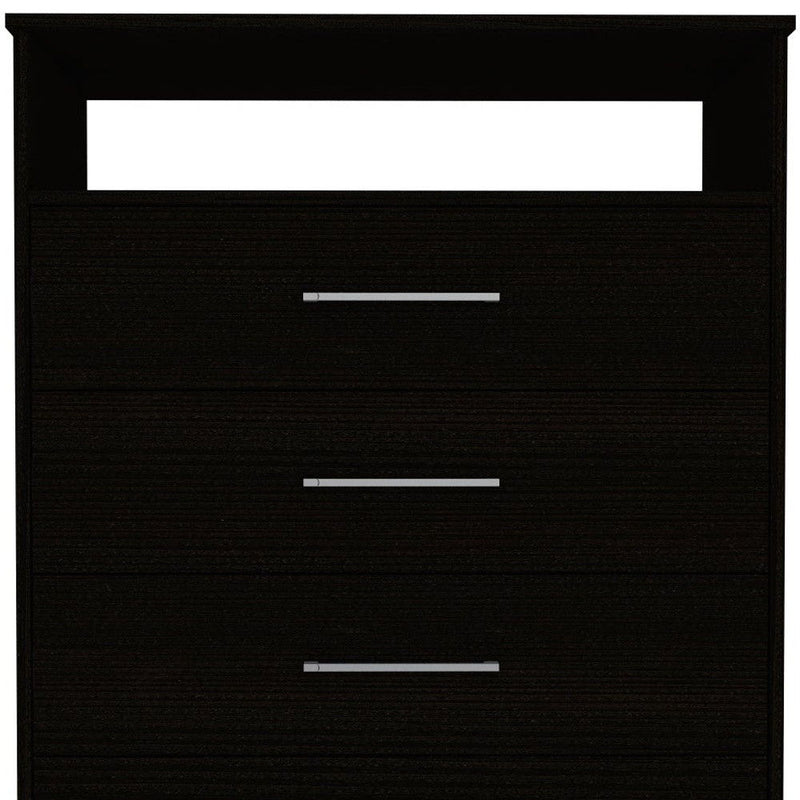 Four Drawer Dresser With Open Shelf - Black