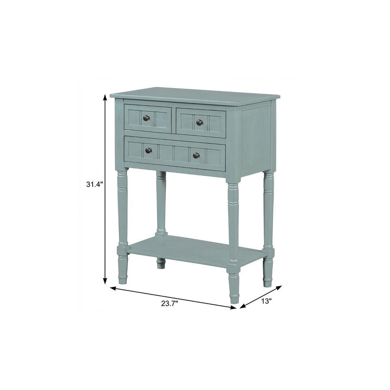 Console Table With Shelf Three Drawers - Light Blue
