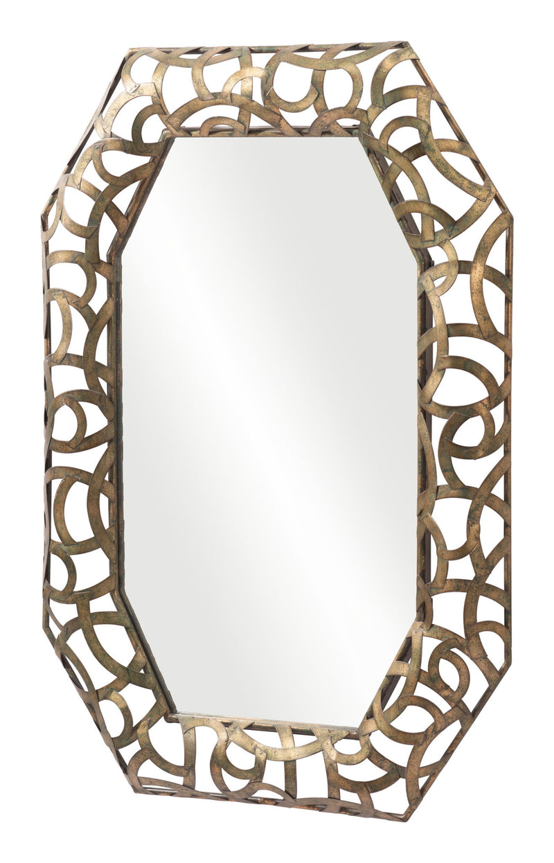 35" Octagonal Steel Framed Accent Mirror - Bronze