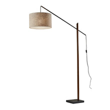 Load image into Gallery viewer, Swing Arm Floor Lamp With Beige Solid Color Drum Shade - Black / Beige
