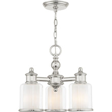 Load image into Gallery viewer, Three Light Metal Dimmable Chandelier With Shades - Nickel / Clear / Opal
