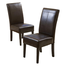 Load image into Gallery viewer, Bonded Leather Upholstered Dining Chair With Solid Wood Legs (Set of 2) - Chocolate
