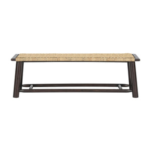 Farmhouse Modern Solid Wood Rattan Bench Multi Functional Design 59" Indoor & Covered Outdoor Bench - Walnut