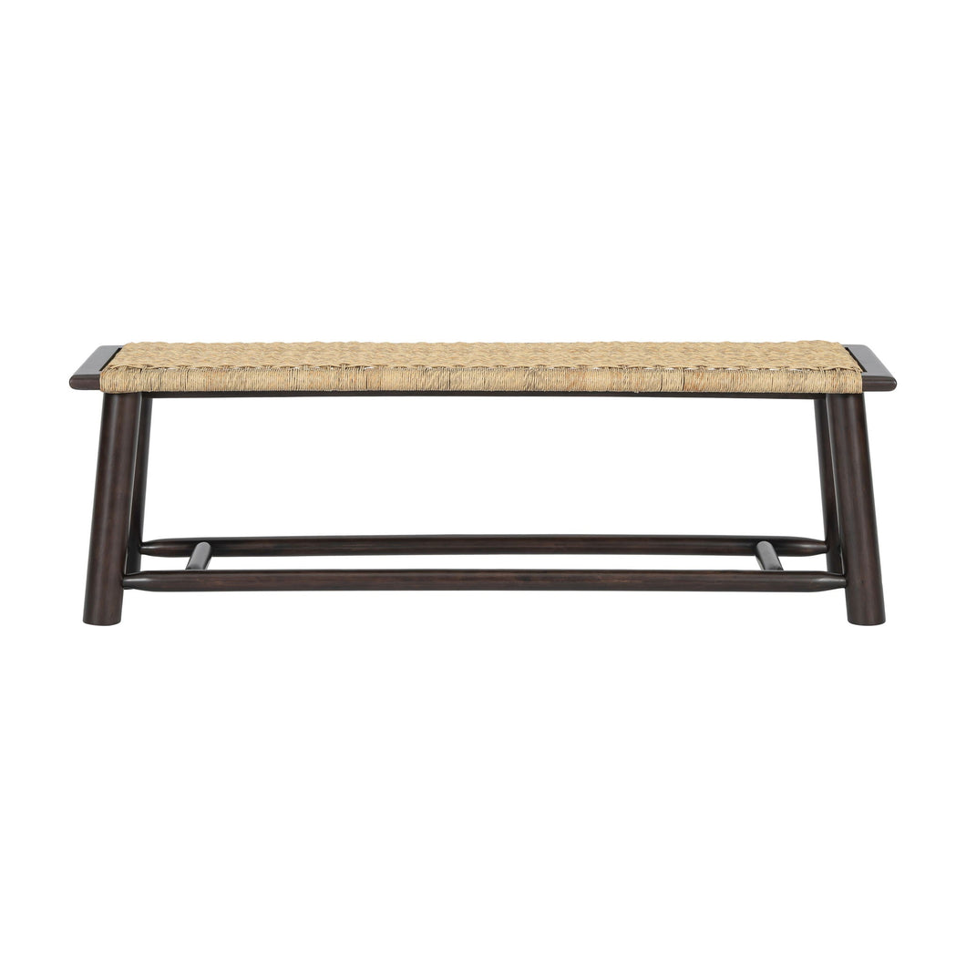 Farmhouse Modern Solid Wood Rattan Bench Multi Functional Design 59