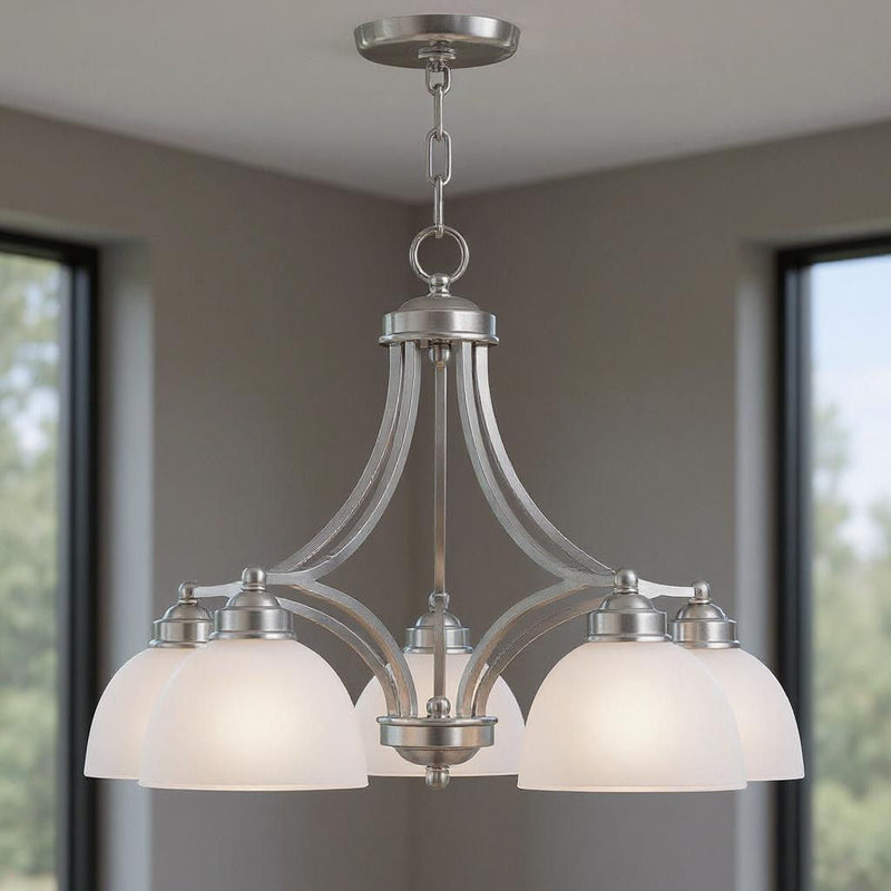 18" Five-Light Dimmable Chandelier With Shades - Nickel
