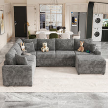 Load image into Gallery viewer, Sectional Sofa Pull-Out Sofa Bed Sleeper With A Storage Ottoman, Three Pillows And Charging Devices For Living Room
