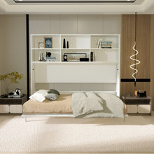 Load image into Gallery viewer, Mordern Design Twin Size Horizontal Murphy Bed With Shelf Storage For Bedroom Or Guestroom Wall Bed Space Saving Hidden Bed With New Style Gas Struts - White
