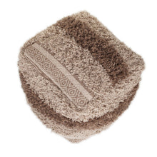 Load image into Gallery viewer, Boho Shaggy Textured Pouf - Khaki
