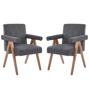 Contemporary Poppy Fabric Dining Armchair With Rubberwood Legs