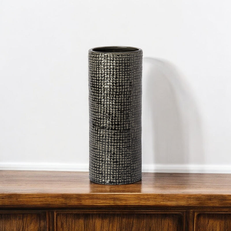 Abstract Cylinder Table Vase (397513) - Black / Gold