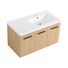 Load image into Gallery viewer, Wall Mounted Floating Bathroom Vanity With Sink, 3 Door Modular Cabinet

