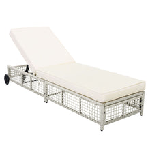 Load image into Gallery viewer, Outdoor Lounge Chair With 5 Position Backrest With Cushion And Wheels
