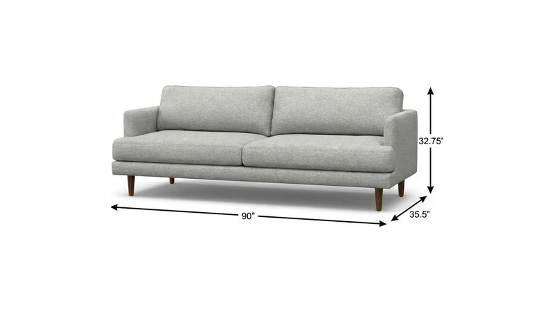 90" Sofa With Brown Legs - Gray