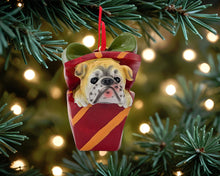 Load image into Gallery viewer, Dog Christmas Figurine - Brown / Red / Green
