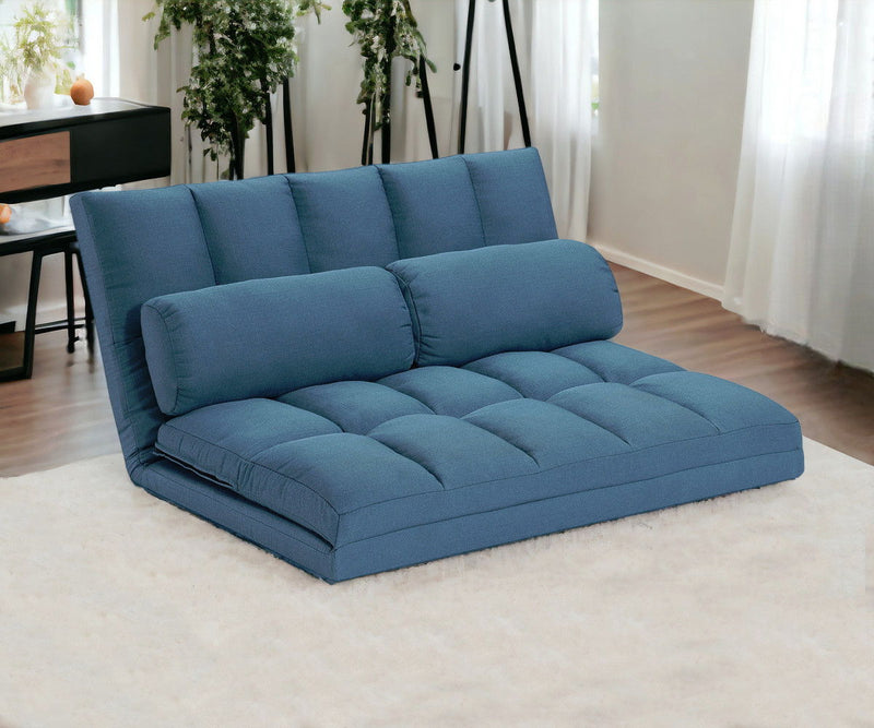 Futon Convertible Sleeper Loveseat And Toss Pillows - Blue