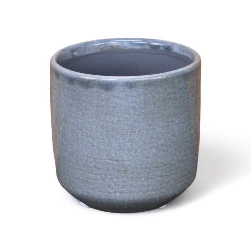 Crackle Mosaic Round Pot Planter (487387) - Gray
