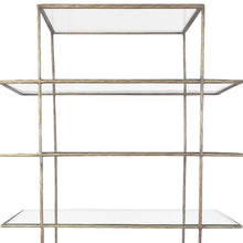 Load image into Gallery viewer, Five Tier Etagere Bookcase - Antiqued Gold / Clear
