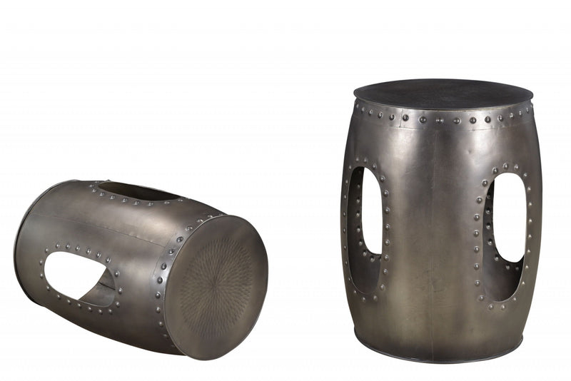 20" Iron Round End Table - Nickel
