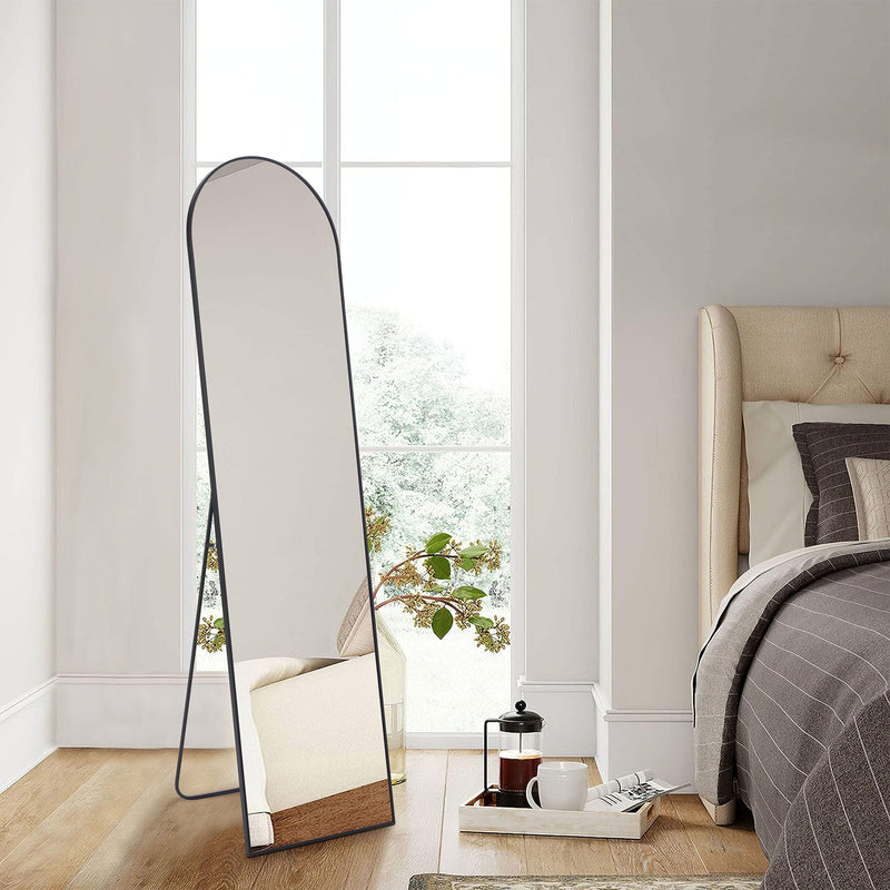 59'' Aluminum Arch Freestanding Framed Standing Mirror - Black