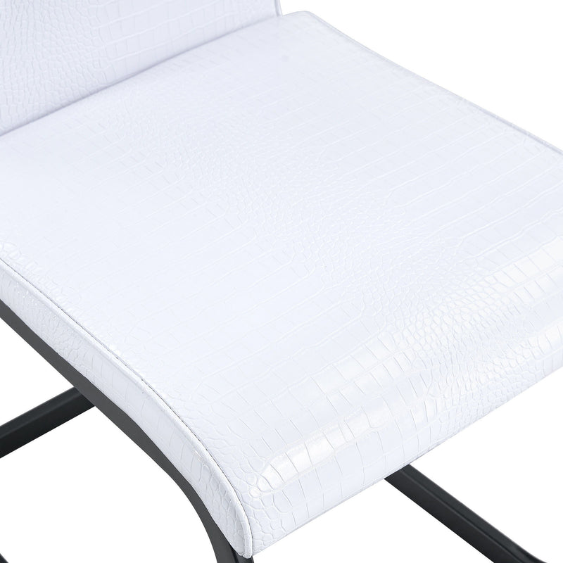 Faux Leather Metal Dining Side Chairs (Set of 2) - White / Black