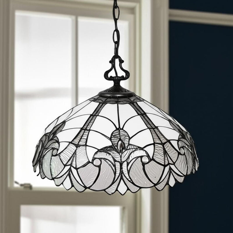 9'' Unique Statement Two Light Glass Dimmable Chandelier With Shades - Black / White