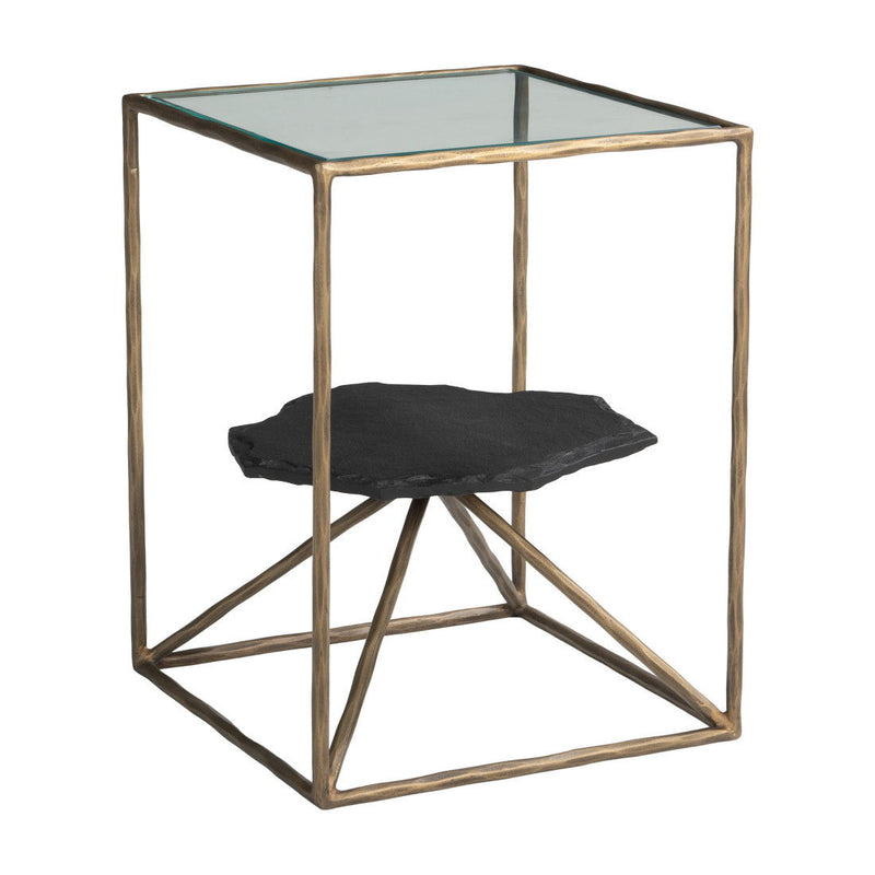 24" Iron Pedestal End Table - Brass
