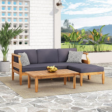 Load image into Gallery viewer, Bianca - Outdoor 3 Seater Sofa Chat Set With Ottoman - Teak
