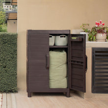 Load image into Gallery viewer, Plastic Square Accent Cabinet With Two Doors (738475) - Espresso
