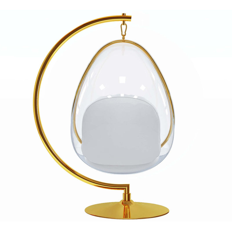 Acrylic And Faux Leather Balloon Chair - White And Gold