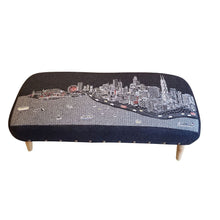 Load image into Gallery viewer, Wool Ottoman 38" - Gray / Brown
