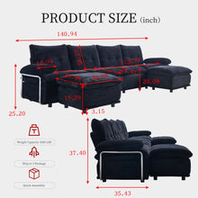 Load image into Gallery viewer, Upholstery Modular Sectional Sofa , 4 Seater With 2 Ottomans For Living Room - Black
