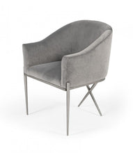 Load image into Gallery viewer, Velvet Solid Color Arm Chair - Gray And Silver
